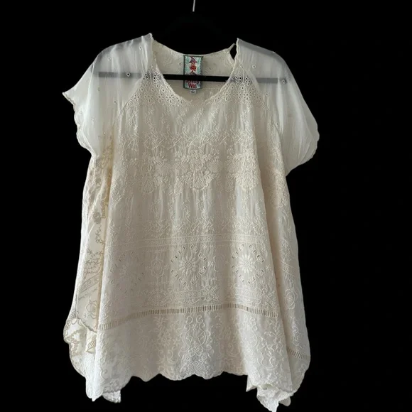 JOHNNY WAS Sutera Ivory/White Embroidered Top, Sz S - Picture 5 of 6
